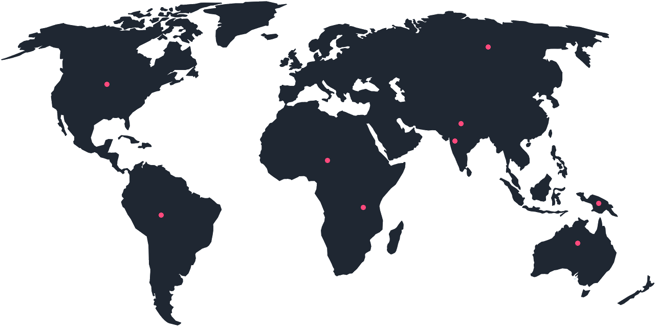 World map with global Telebisnis connections